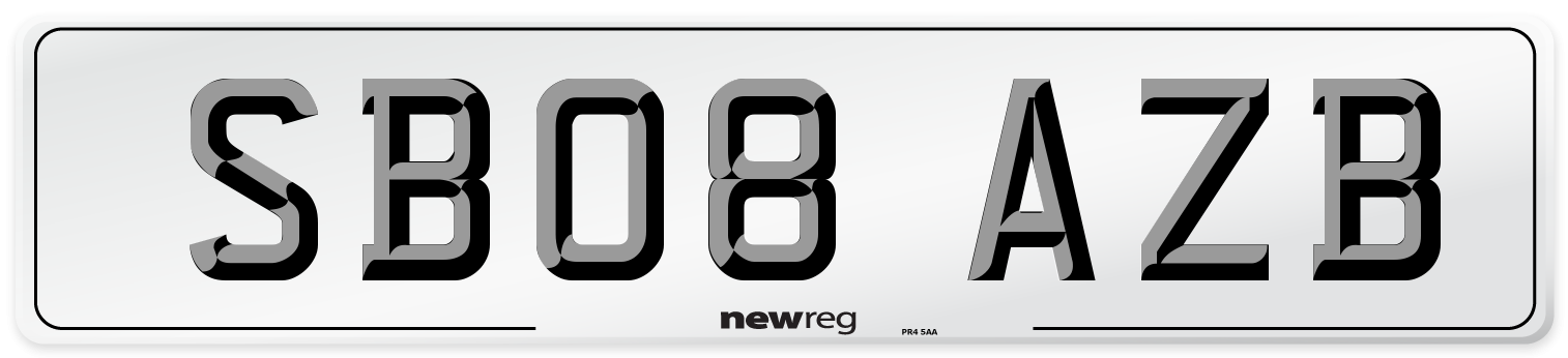 SB08 AZB Number Plate from New Reg